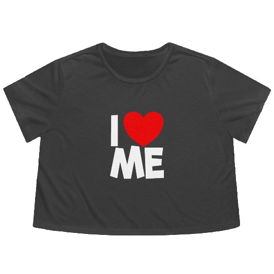 I Love Me Red Heart Self Love Affirmation Flowy Cropped Tees