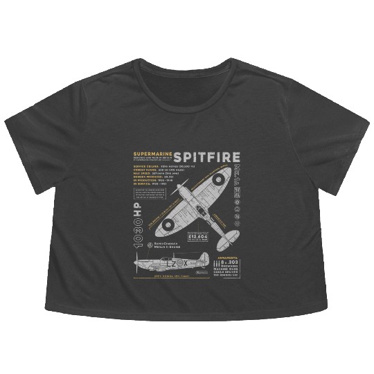Supermarine Spitfire Flowy Cropped Tees