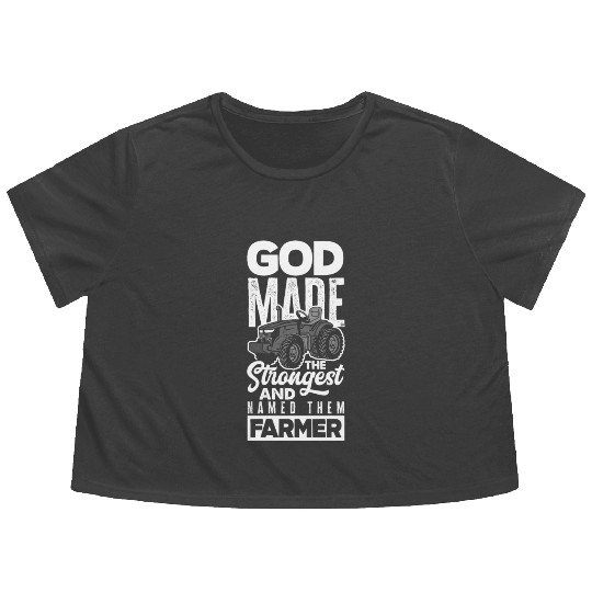 The Strongest Are Farmer Funny Farmer Gift Flowy Cropped Tees