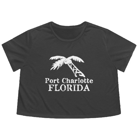 Port Charlotte Florida Palm Tree Souvenirs Gifts Flowy Cropped Tees