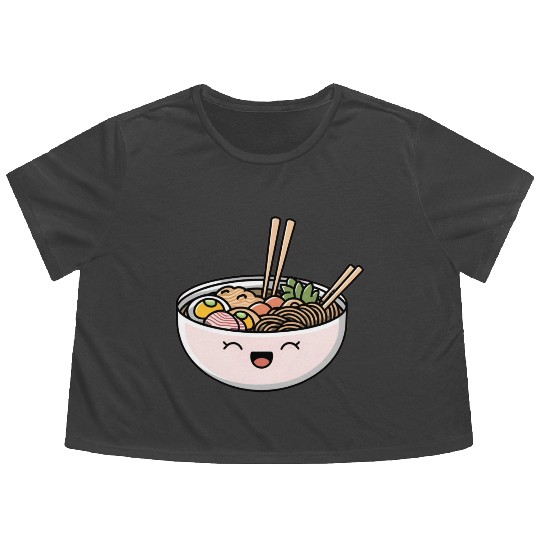 Cute Bawl Of Ramen Flowy Cropped Tees