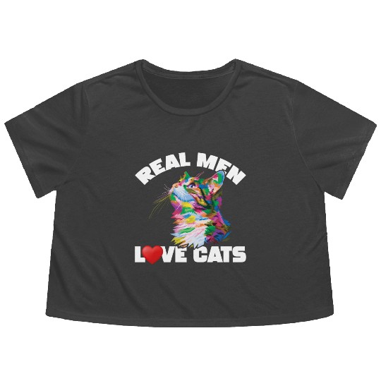 Real Men Love Cats Flowy Cropped Tees