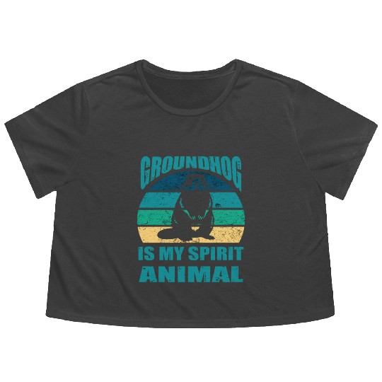 funny Respect the groundhog Flowy Cropped Tees