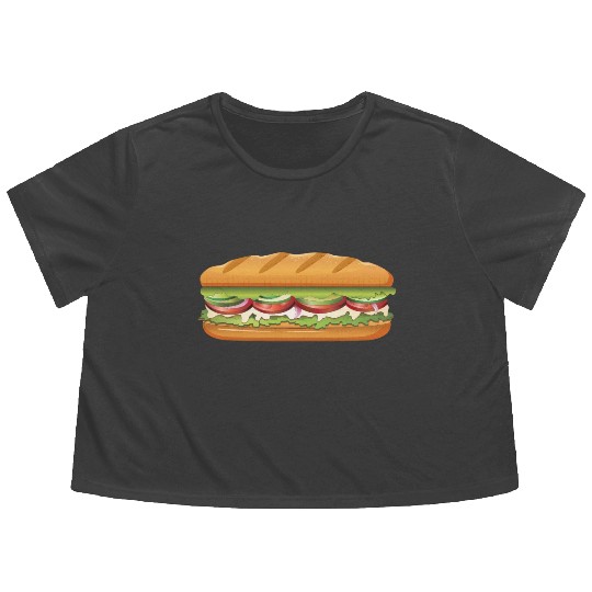 Subway Sandwich Design Flowy Cropped Tees