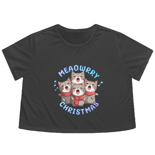 Christmas Kittens sing lovely Christmas song Flowy Cropped Tees