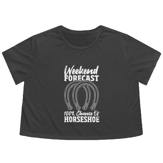 Weekend Forecast 100 Chance Of Horseshoe Flowy Cropped Tees