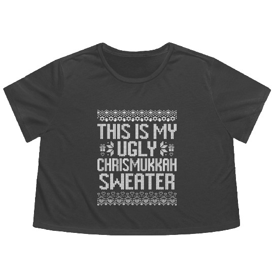 Happy Chrismukkah Christmas Hannukkah Gift Flowy Cropped Tees