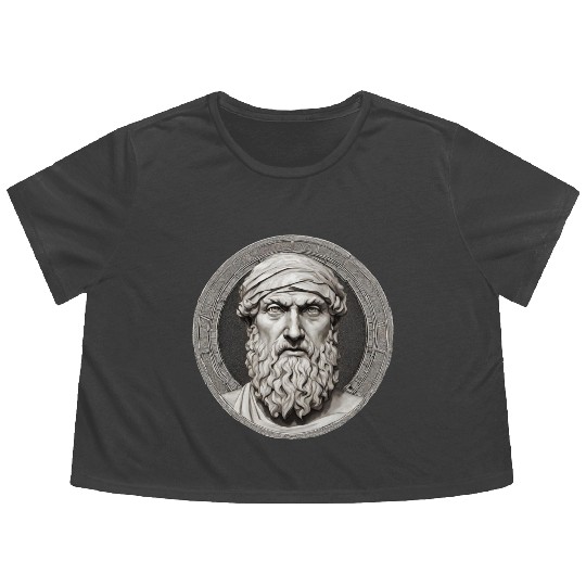 Pythagoras Greek Mathematician Artwork Flowy Cropped Tees