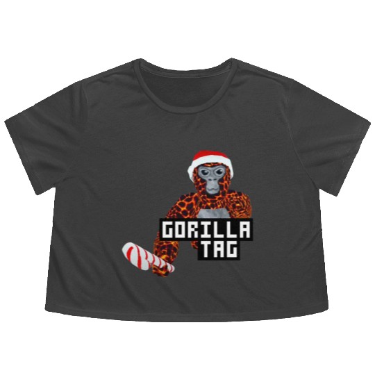 Gorilla Tag Santa Monkey Candy Cane Gorilla Flowy Cropped Tees
