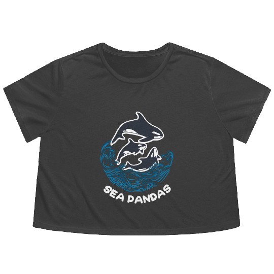 Sea Panda Orca Wild Panda Bamboo Flowy Cropped Tees