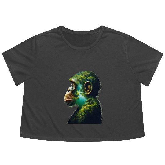 Nature in Chimpanzee Body Flowy Cropped Tees