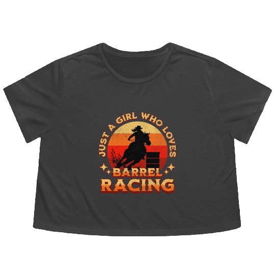 Just a Girl Who Loves Barrel Racing Flowy Cropped Tees
