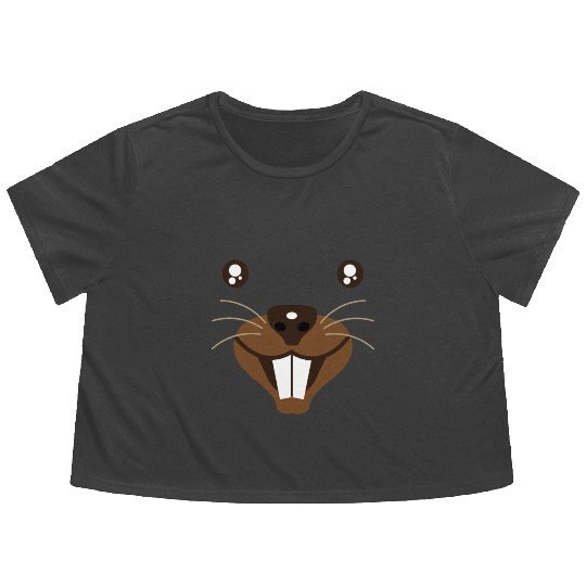 Groundhog Face Rodent Happy Groundhog Day Flowy Cropped Tees
