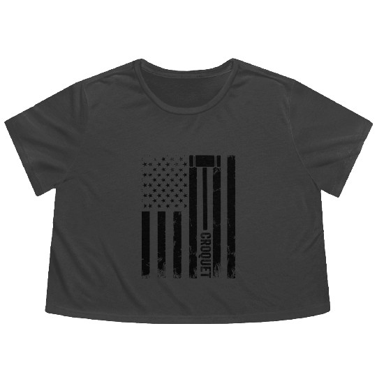 Croquet US Flag Croquet Player Flowy Cropped Tees