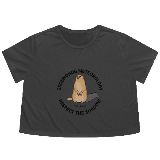 Animal Groundhog Spirit Rodent Happy Groundhog Day Flowy Cropped Tees