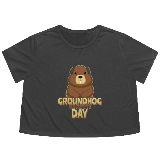 Groundhog Day Day February 2 Cute Kawaii Flowy Cropped Tees