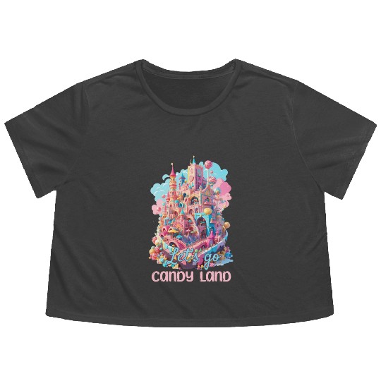Let's Go Candy Land Graphic Flowy Cropped Tees