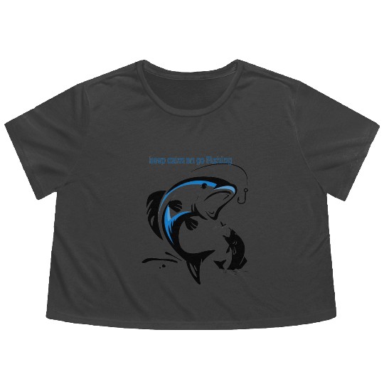 keep calm and go fishing Flowy Cropped Tees