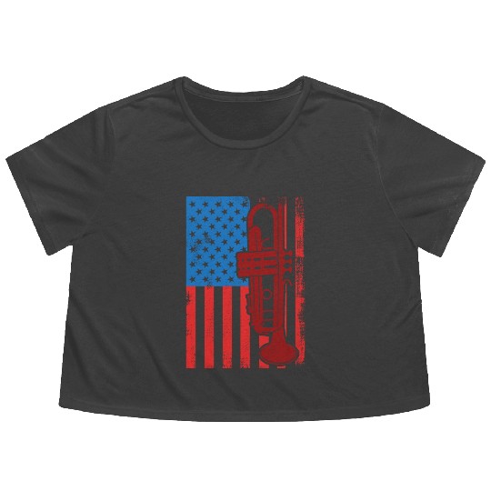 US Patriotic Trumpet Player Flowy Cropped Tees