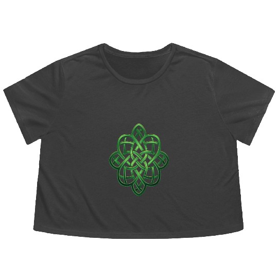 St Patricks Day Celtic Knot Irish Scottish Symbol Flowy Cropped Tees