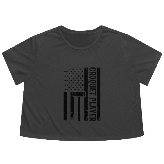 Croquet US Flag Croquet Player Flowy Cropped Tees