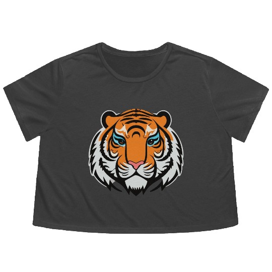 cute tiger design Flowy Cropped Tees