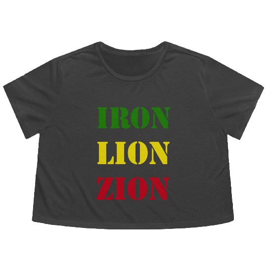 Iron Lion Zion, Jamaican Rasta Colors, Reggae Flowy Cropped Tees
