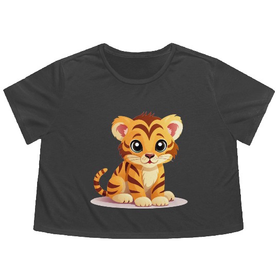Cute Tiger Cub Flowy Cropped Tees