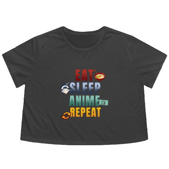 Eat Sleep Anime Repeat Cute Manga Animes Flowy Cropped Tees