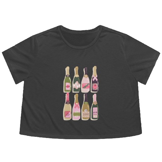 Champagne Bottles New Year Eves 2022 Py Flowy Cropped Tees