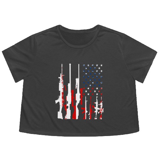 Rifle gun flag Flowy Cropped Tees