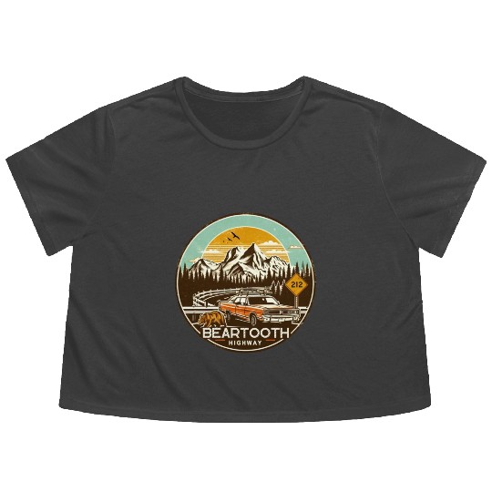 Beartooth Highway US 212 Flowy Cropped Tees
