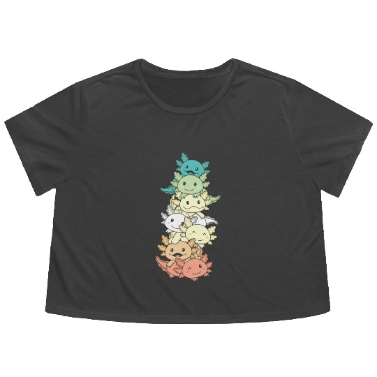 Genderfloren Flag Pride Lgbtq Axolotl Pile Flowy Cropped Tees