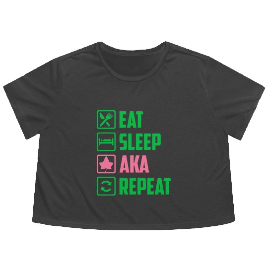 Eat Sleep AKA Repeat Alpha Kappa Alpha Womens Gift Flowy Cropped Tees