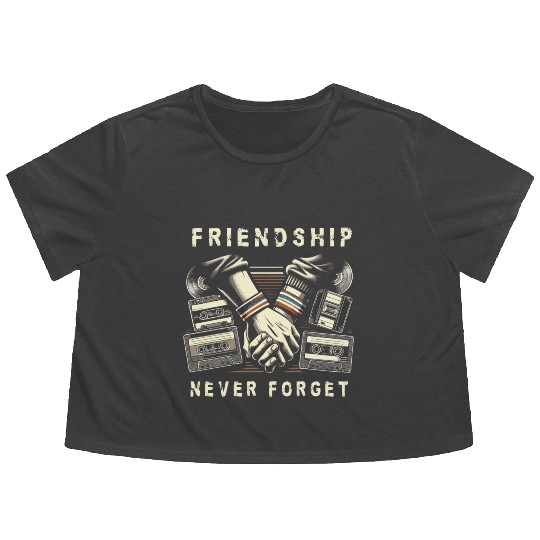 Friendship Never Forget Old School Nostalgia Tape Flowy Cropped Tees