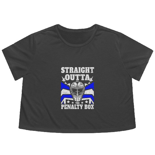 Funny Ice Hockey - Straight Outta The Penalty Box Flowy Cropped Tees