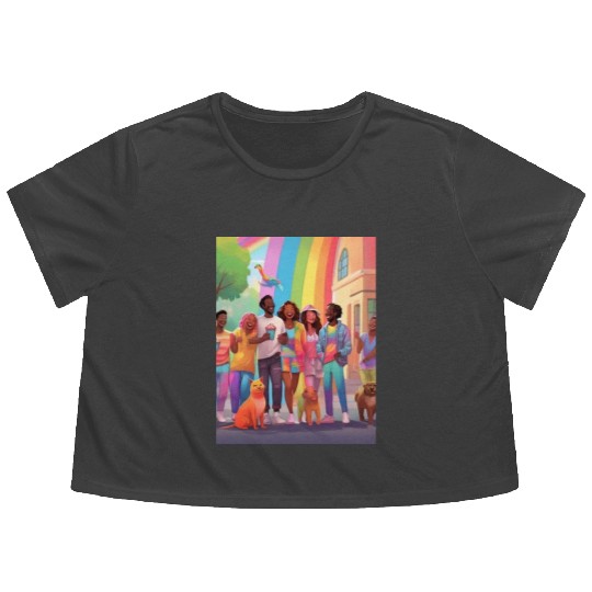 A group of people laughing and enjoying each other Flowy Cropped Tees