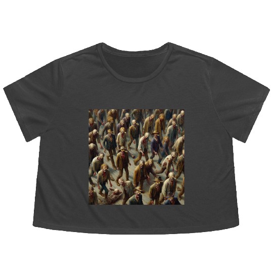 Undead Zombie Horde 2 Flowy Cropped Tees