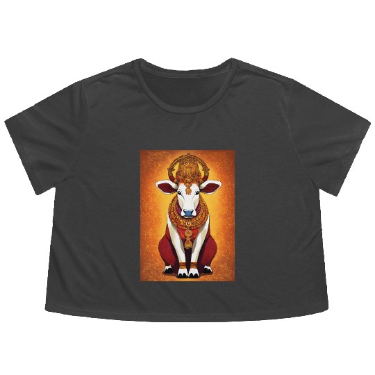 hindu cow goddes art Flowy Cropped Tees