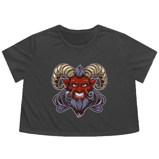 krampus devil head Flowy Cropped Tees