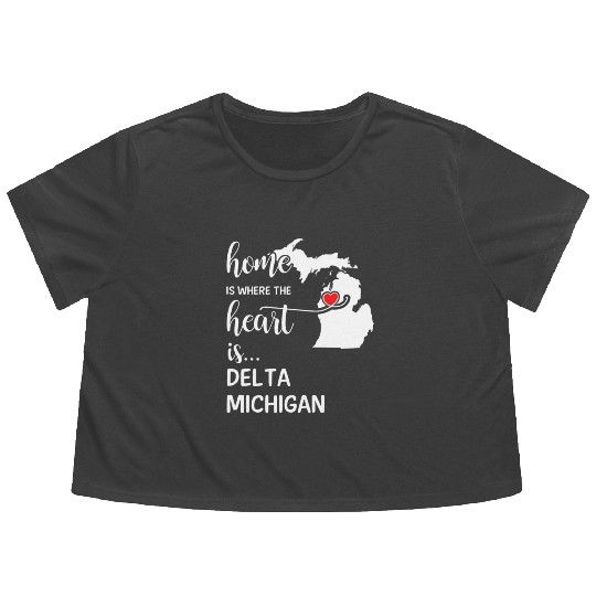 Delta County Michigan Is Where My Heart Is Gift Flowy Cropped Tees