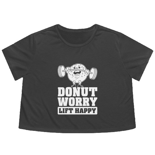 Fitness Donut Funny Donut Gym Flowy Cropped Tees