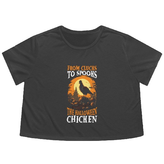 Chicken Halloween Trick Or Treat Chicken Farmer Ro Flowy Cropped Tees