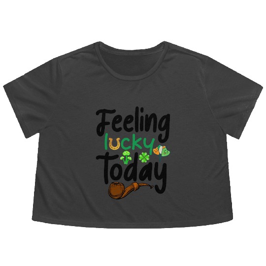 Feeling Lucky today Flowy Cropped Tees