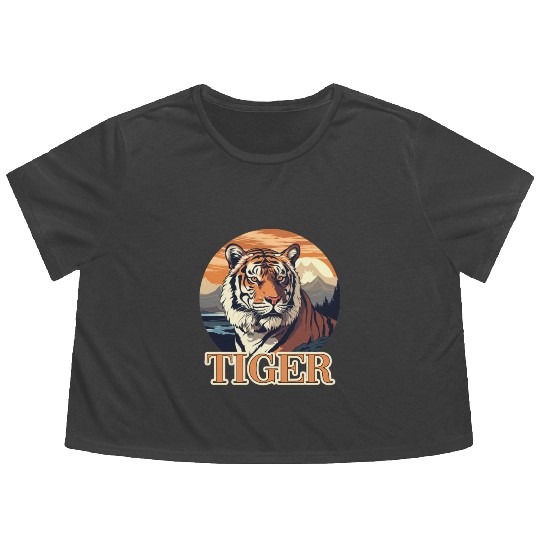 Tiger Design for a Tiger lovers Flowy Cropped Tees