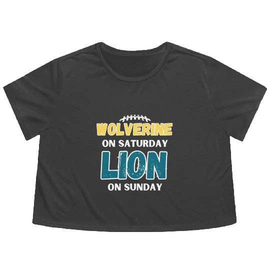 Wolverine On Saturday Lion On Sunday Detroit Flowy Cropped Tees