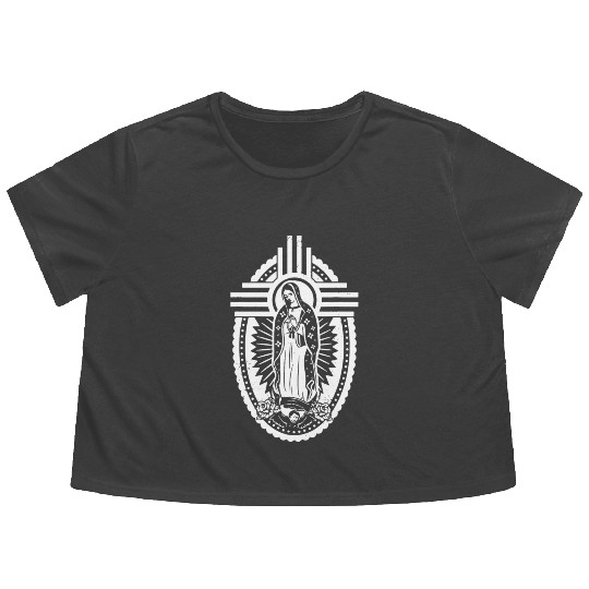 Blessed Virgin Mary Our Lady of Guadalupe Flowy Cropped Tees