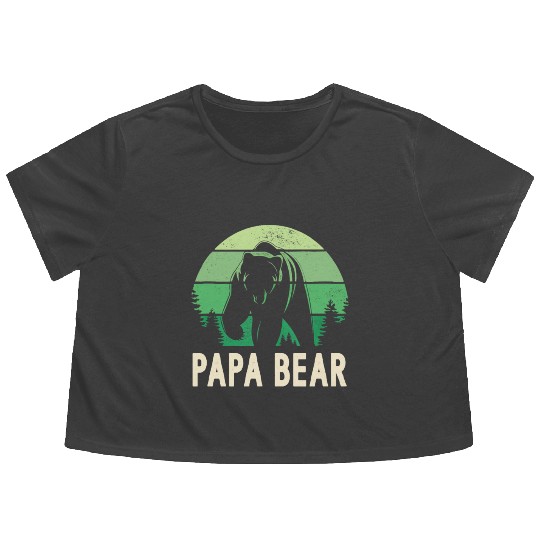 Papa Bear Forest Green Retro Mens Flowy Cropped Tees