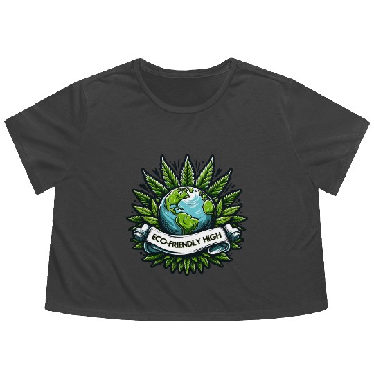 "Eco-Friendly High": Earth & Cannabis Unity Flowy Cropped Tees