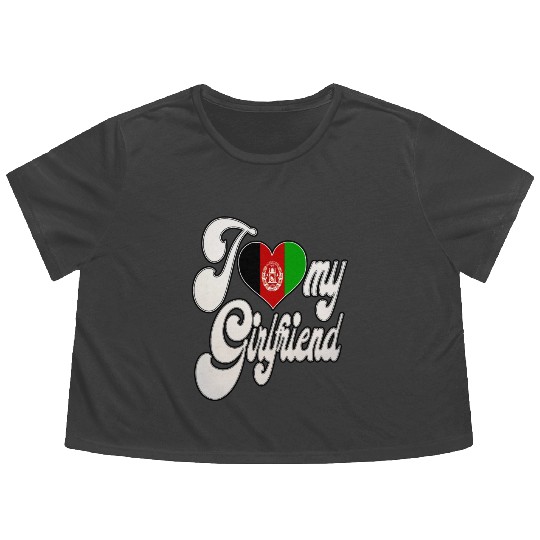 AfghanI Love My Afghanistan Girlfriend Flowy Cropped Tees